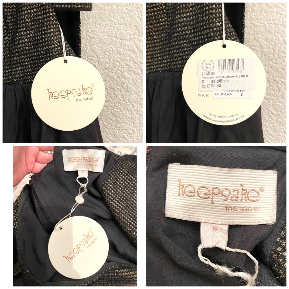 NWT Keepsake the Label “Innocent Awakening” Black Gold Cocktail Dress Size Small - Picture 11 of 12